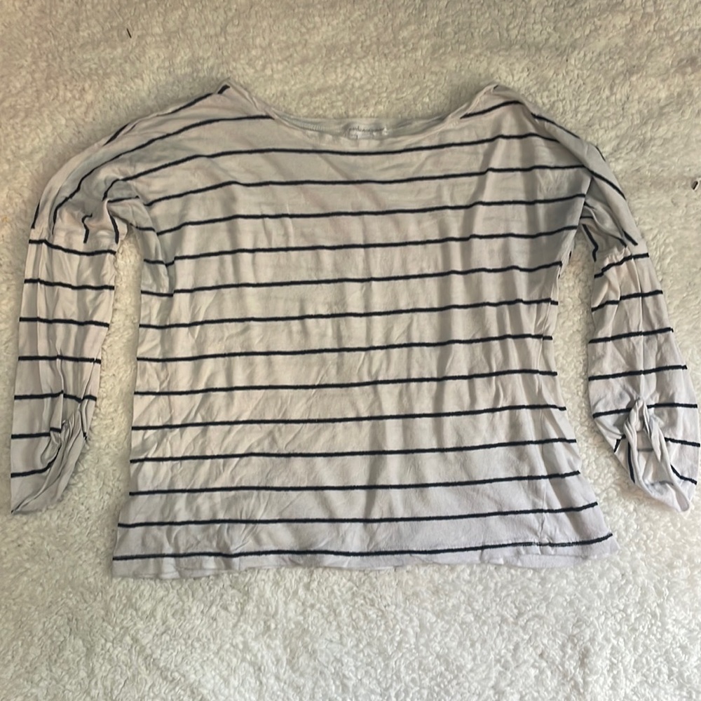 Medium ambiance apparel blue and white stripped shirt